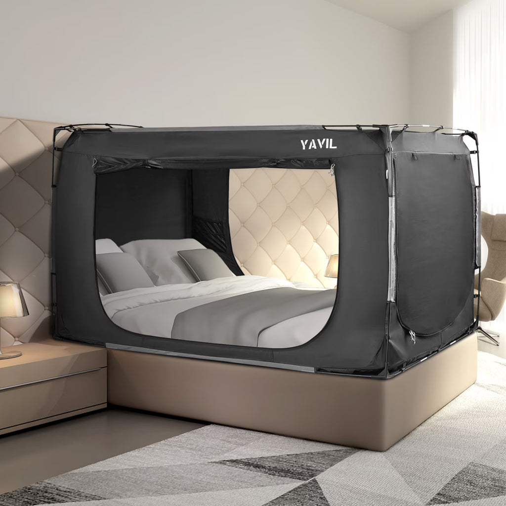 YAVIL Bed Tent Full Size Portable Pop up Privacy Sleeping 3 Doors Bed Tent Net 75 x 54 x 47in 10lb