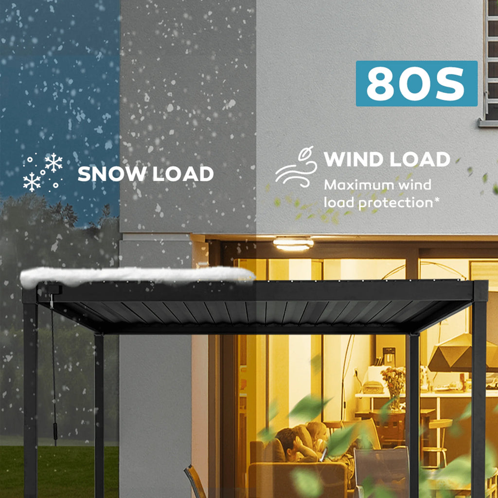 Mirador 10'x 10' Outdoor Pergola, 80S Steel Frame w/ Adjustable Louvers Roof for Garden, Patio, Backyard, Dark Gray