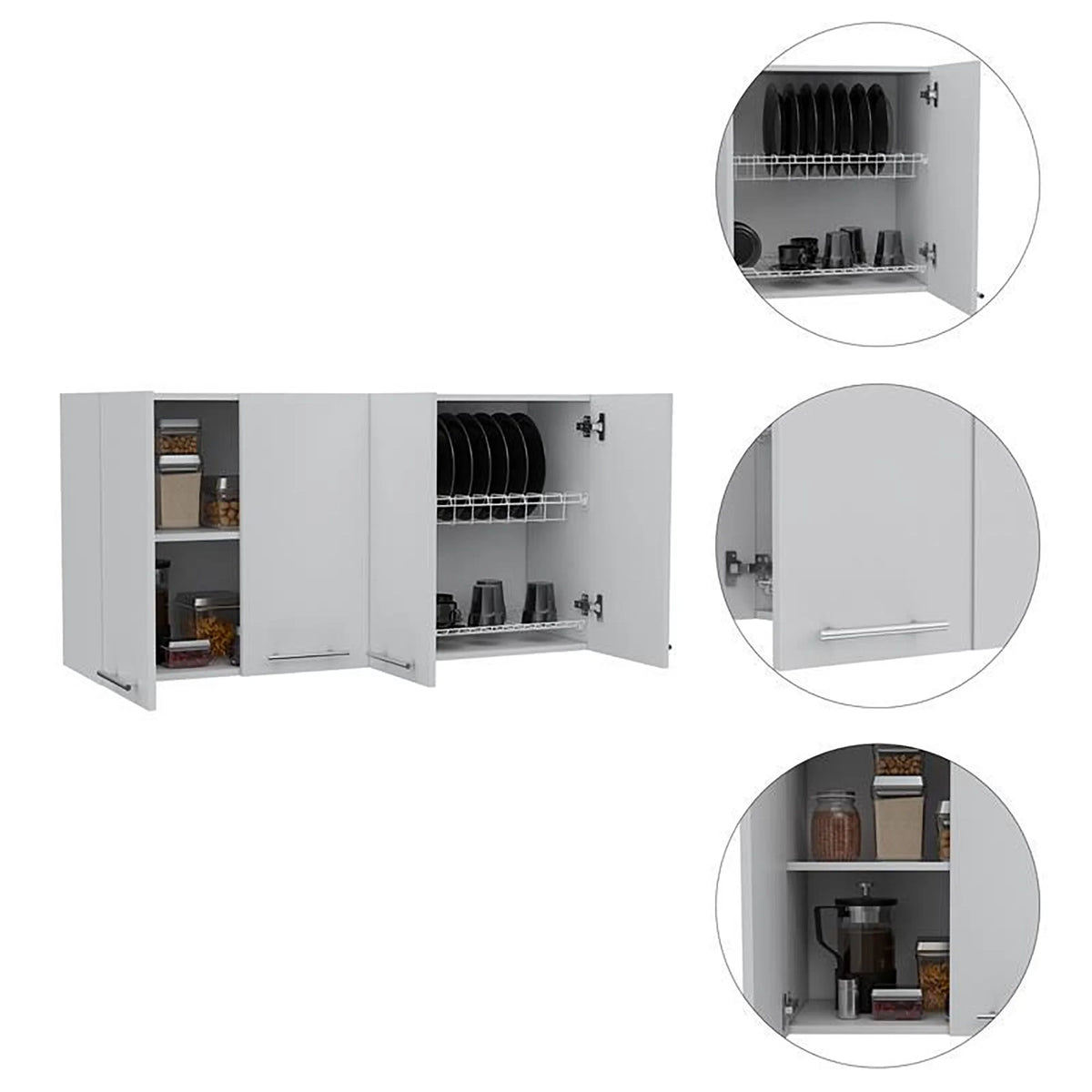 TUHOME 120 Wall Cabinet Engineered Wood Cabinets in  White