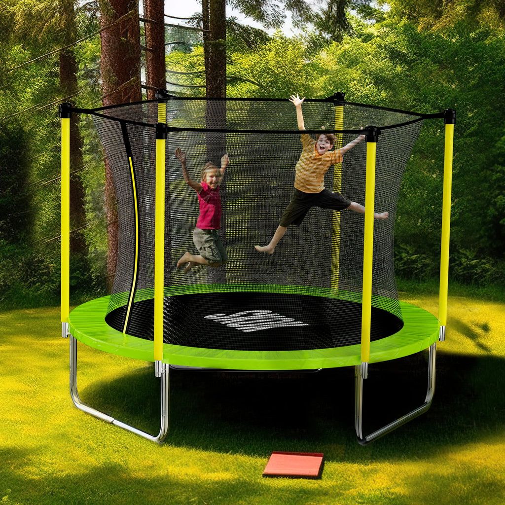SKOK 8FT Large Cage Trampoline with Safety Enclosure Netting for Kids and Adults, 400LBS Capacity