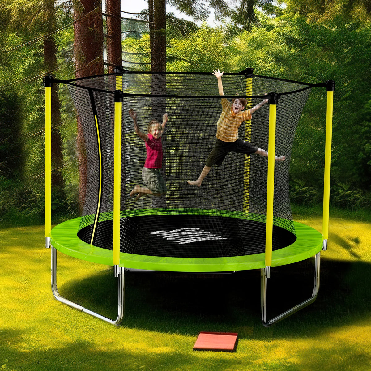 SKOK 8FT Large Cage Trampoline with Safety Enclosure Netting for Kids and Adults, 400LBS Capacity
