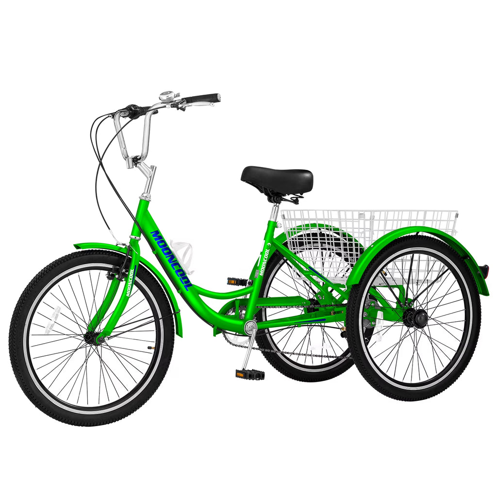 FICISOG 7 Speed Adult Tricycle for Women, 20/24/26 Inch Adult Trike with Basket, 3 Wheel Bikes for Adults Seniors, Cruise Trike for Shopping Picnic