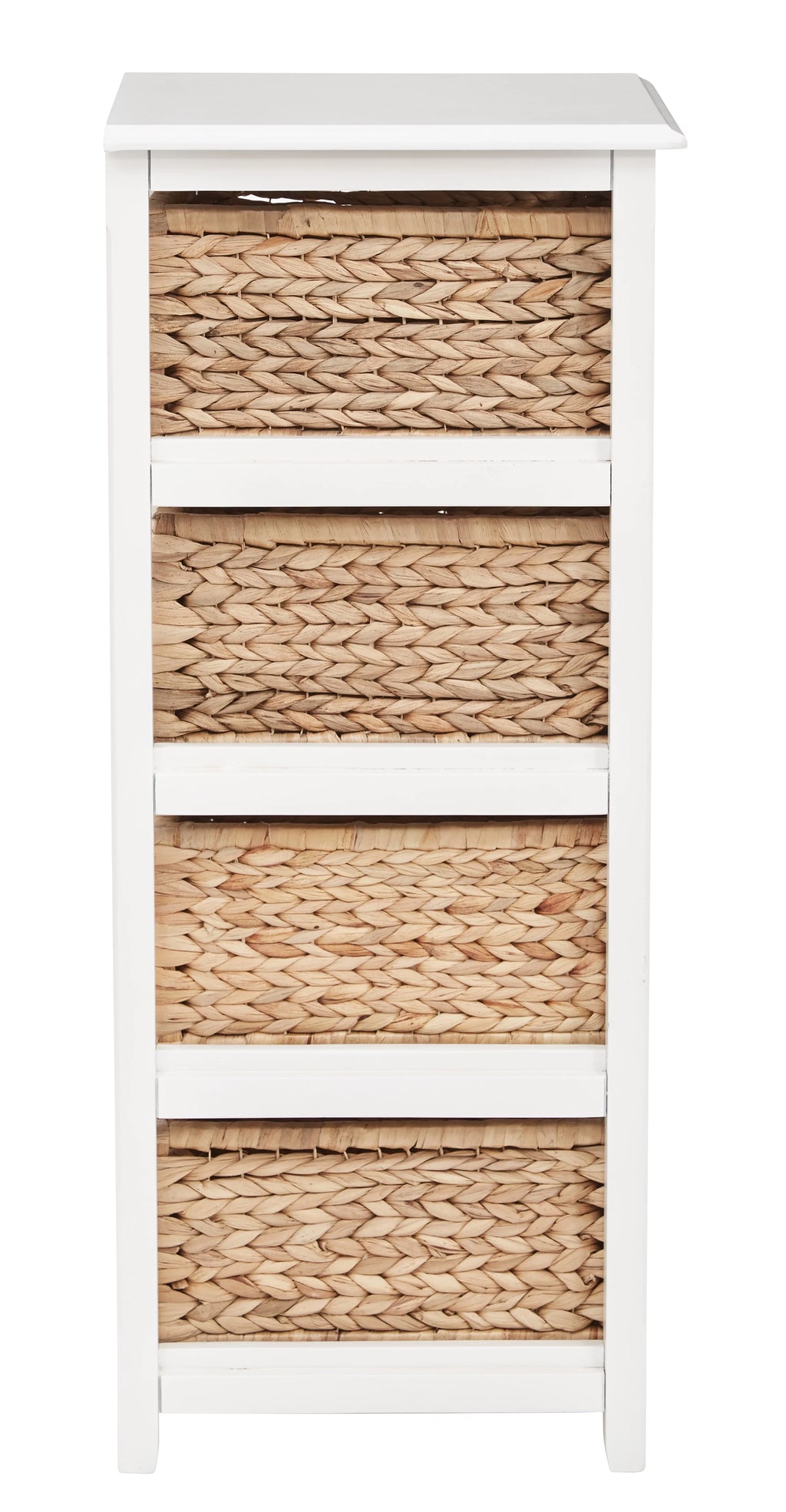 OSP Home Furnishings Seabrook Four-Tier Storage Unit With Espresso Finish and Natural Baskets