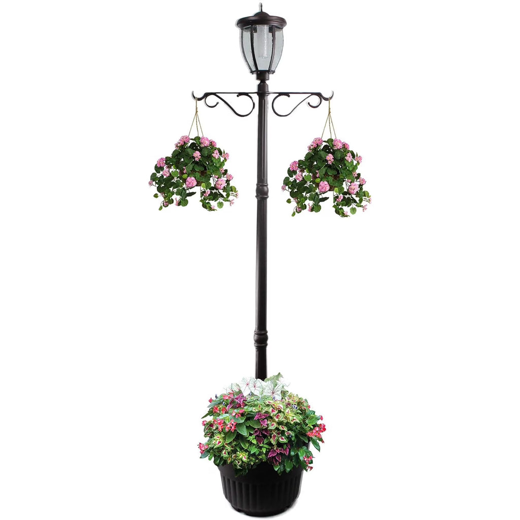 Sun-Ray Kenwick 7 Foot Single Head Solar Lamp Post & Planter, Bronze