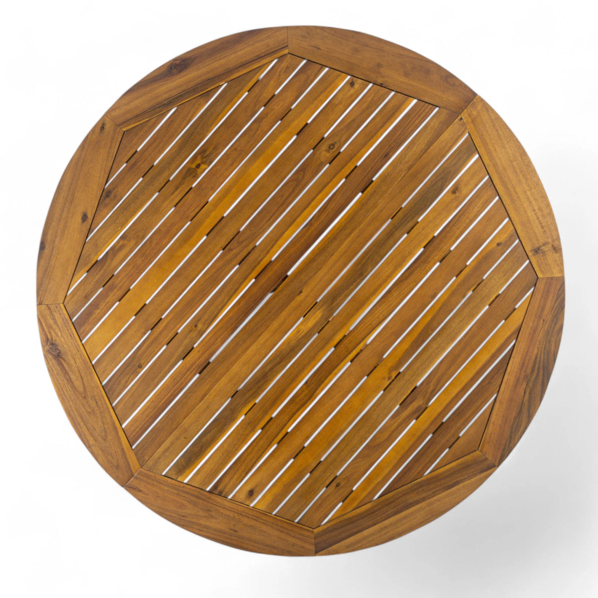 GDF Studio Brigitte Outdoor Round Acacia Wood Dining Table, Teak