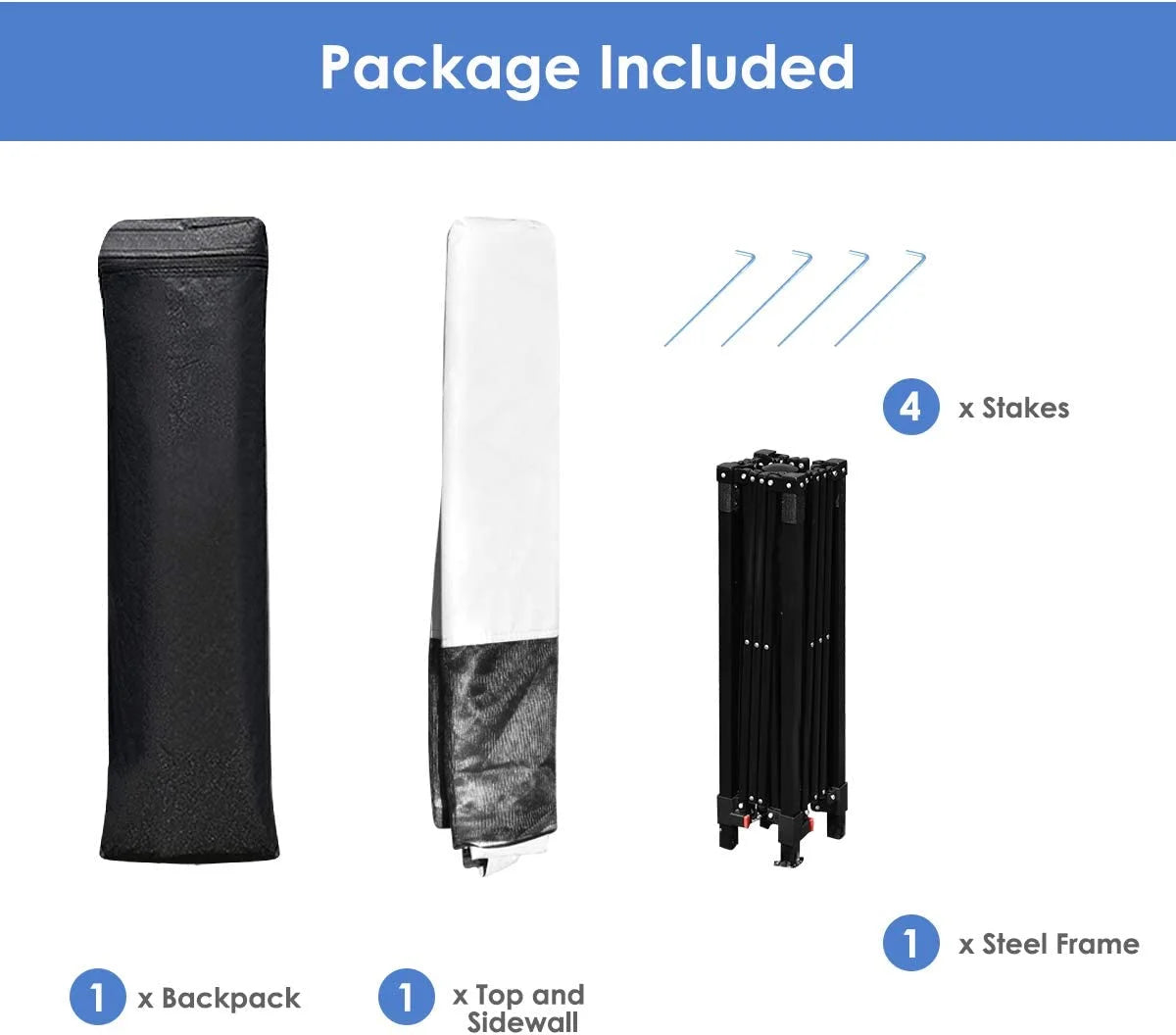 7x7 Ft Pop Up Canopy, Slant Leg Outdoor Tent with Carry Bag & 4 Stakes, Compact Portable Canopy Tent for Hiking Camping Fishing & Picnic, 7x7 Base, 6x6 top