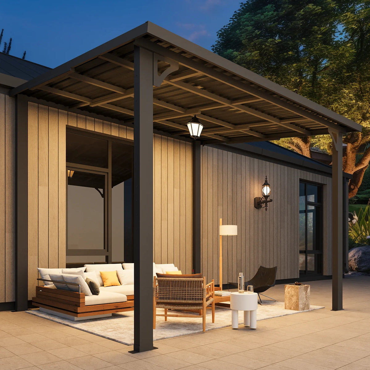 AECOJOY 10' x 12' Hardtop Gazebo, Heavy Duty Outdoor Gazebo with Galvanized Steel Sloping Roof, All Weatherproof Metal Gazebo Featuring Vertical Stripes for Patio, Backyard, and Lawns