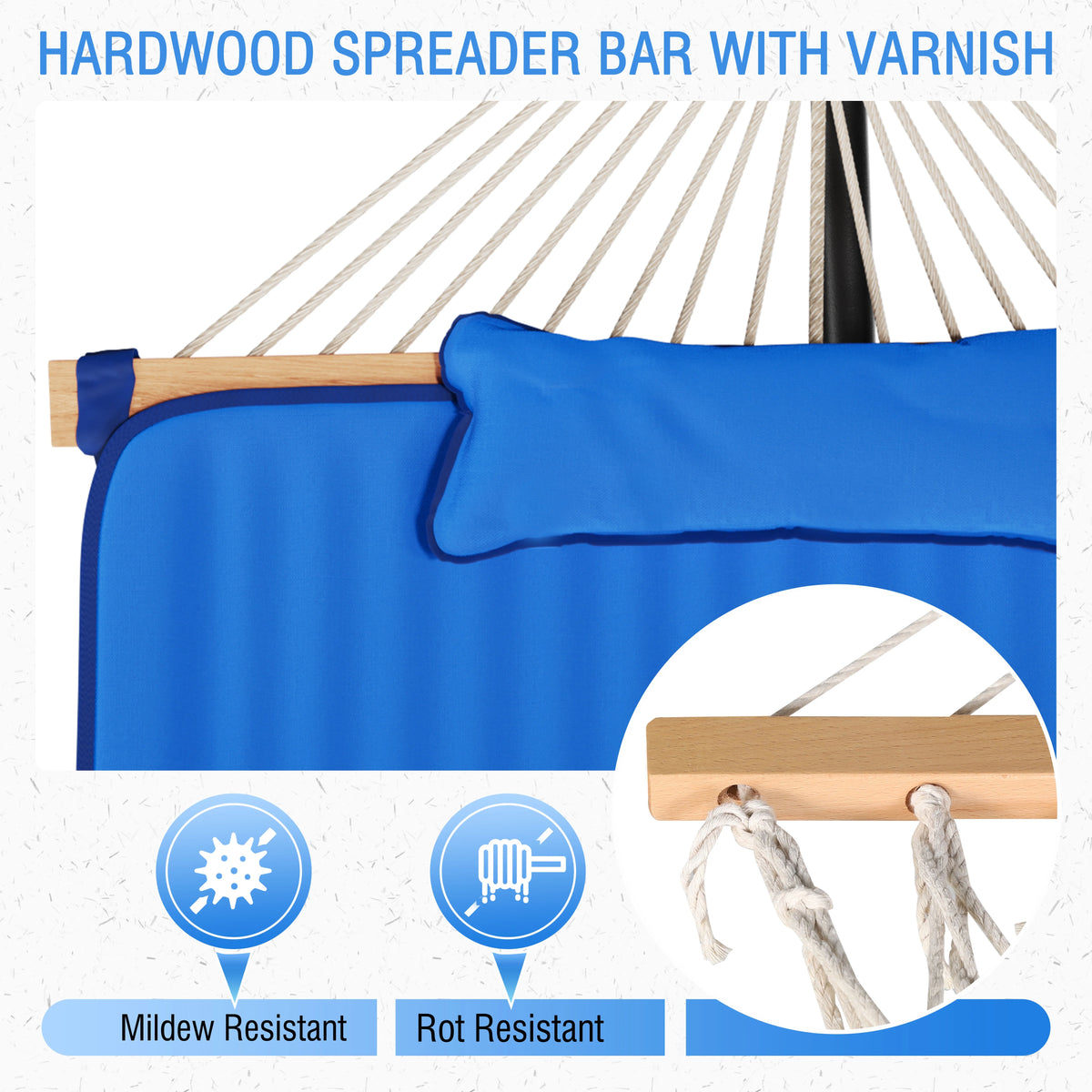 VEIKOUS 2-Person Hammock w/Metal Stand, Detachable Pad & Pillow 450lbs Weight Capacity, White