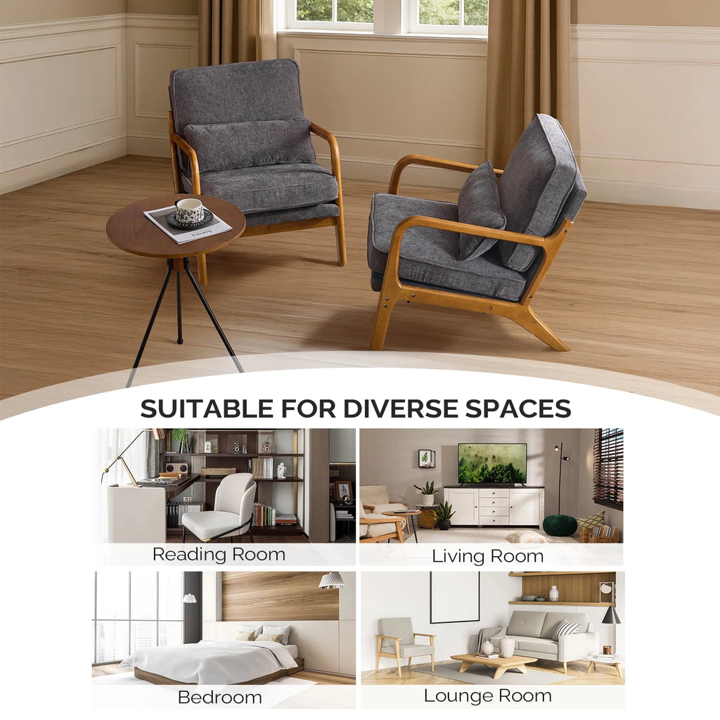 Ktaxon Accent Chair Corduroy Upholstered Armchair, Reading Club Chair with Pillow and Solid Wood Frame for Living Room Bedroom Furniture Off White