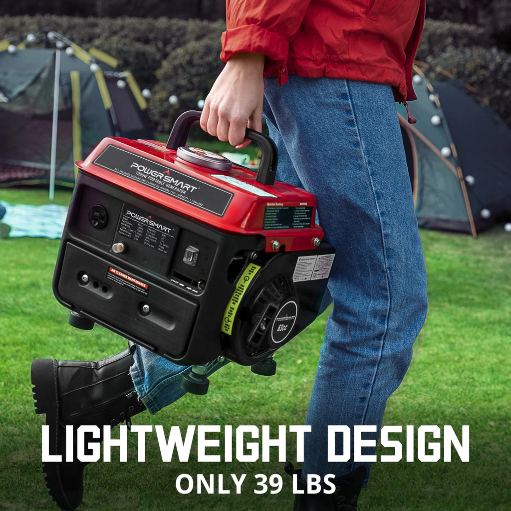 PowerSmart 1200W Gas Fuel Generator Portable for Camping Outdoor, Low Noise with AC Outlet