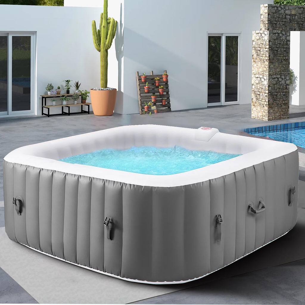 Hot Tub for 4-6 Person, Seizeen Outdoor Patio Large Inflatable Hot Tub Home SPA, with 130pcs Massage Jets, 910L, 4 Filters, 2 Cup Holders, Lockable Cover, Storage Bag, Max 104, 73in, Navy