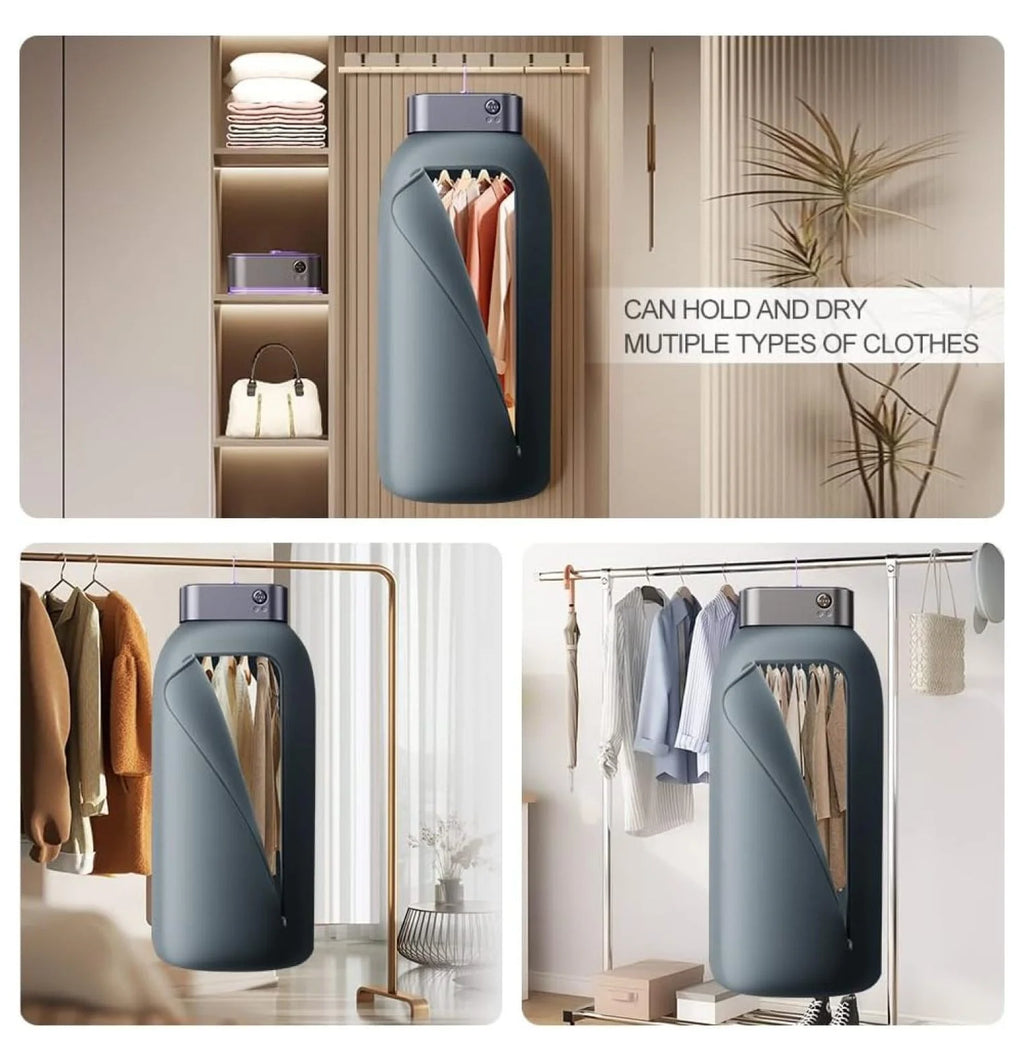 Portable Clothes Dryer Mini Clothes Dryer Save Space Folding Compact Dryer Machine With Dry Bag For Laundry Electric Portable Dryer For Camping Business Trip Travel Home And Apartment Grey