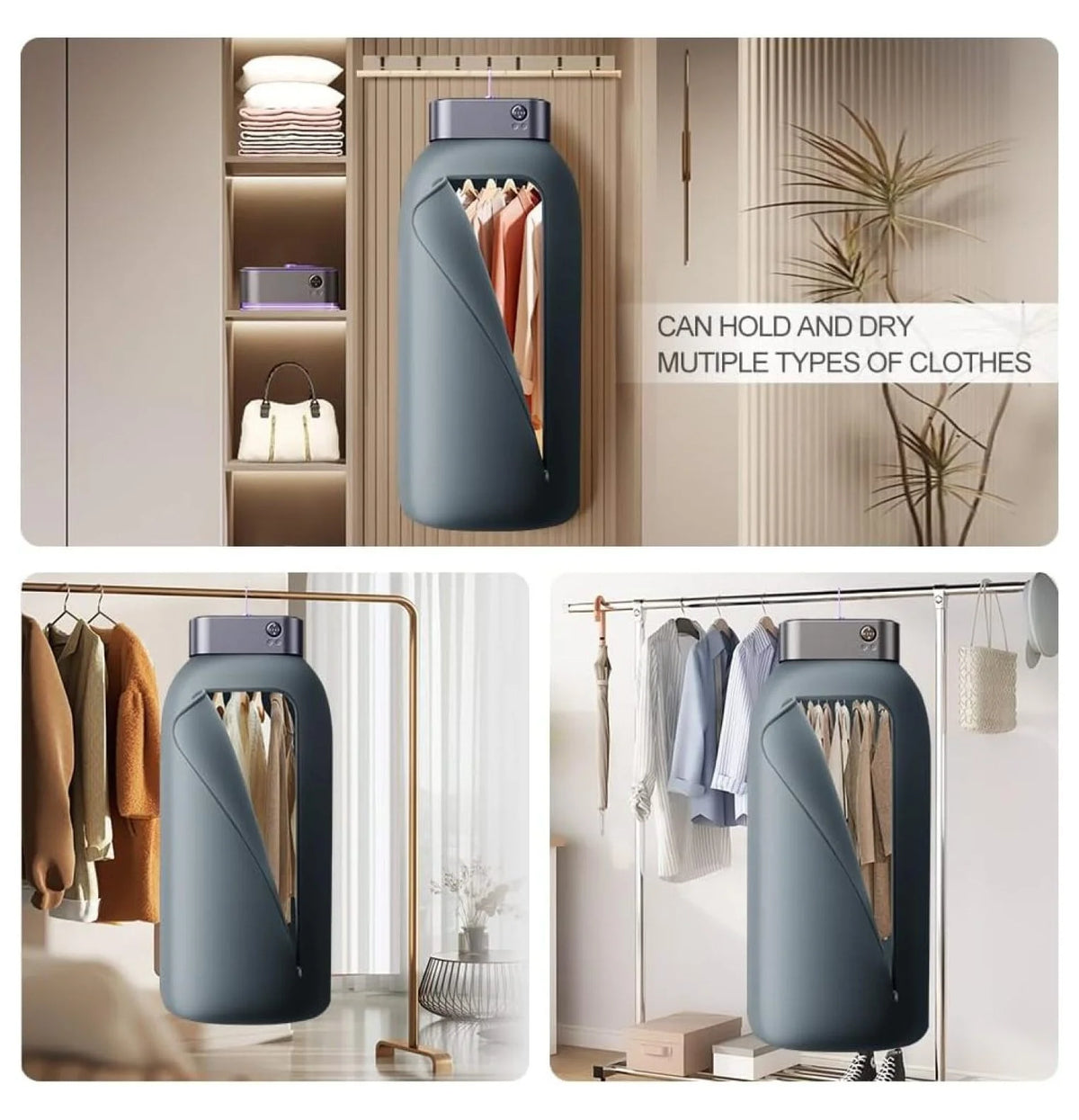 Portable Clothes Dryer Mini Clothes Dryer Save Space Folding Compact Dryer Machine With Dry Bag For Laundry Electric Portable Dryer For Camping Business Trip Travel Home And Apartment Grey