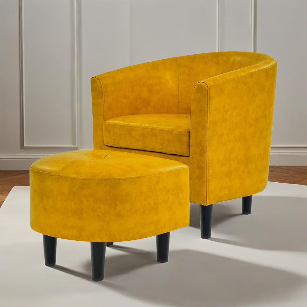 Bonzy Home Velvet Accent Chair with Ottoman for Living Room,Beige