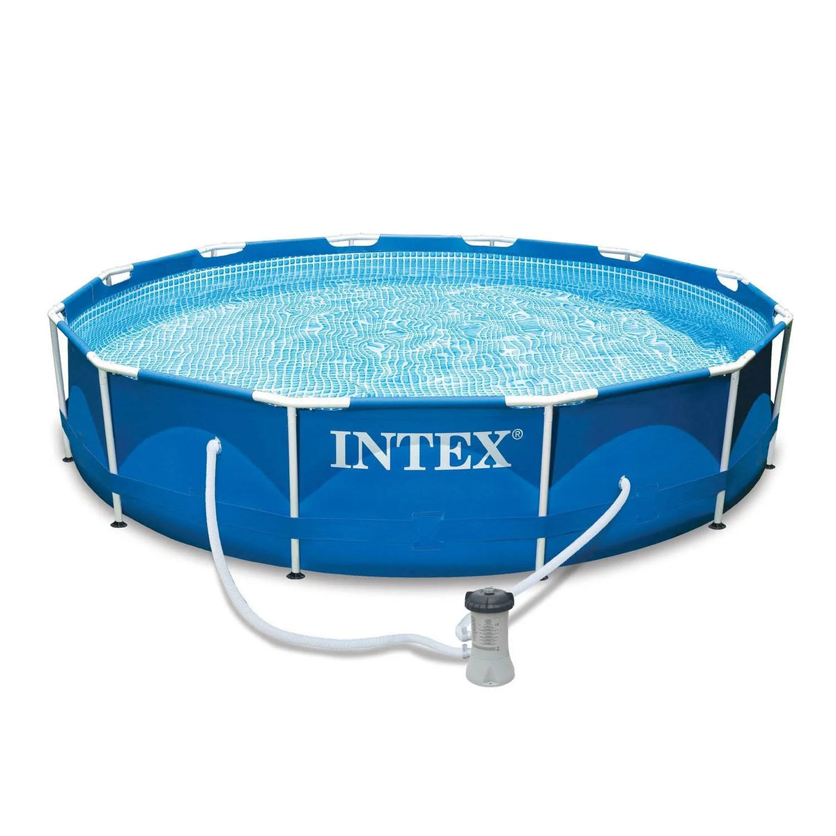 INTEX 12 x 30 Metal Frame Set Swimming Pool with 530 GPH Filter Pump 28211EG