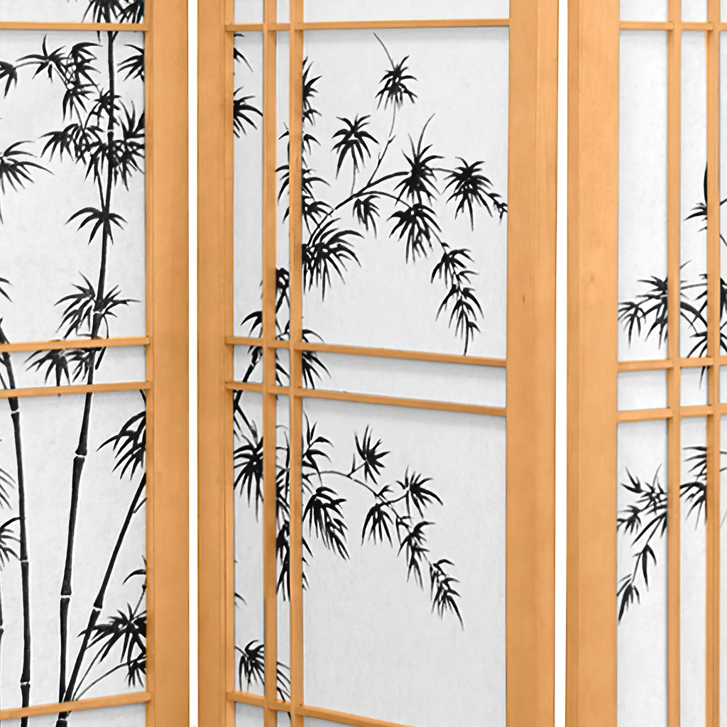 Oriental Furniture 4 ft. Tall Bamboo Tree Shoji Screen - Natural - 4 Panel
