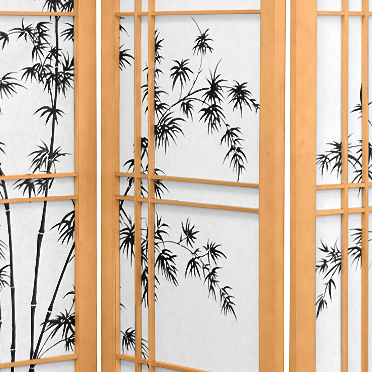 Oriental Furniture 4 ft. Tall Bamboo Tree Shoji Screen - Natural - 4 Panel