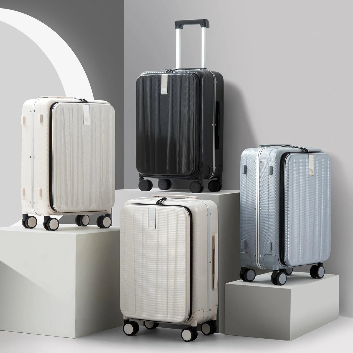 Hanke 20"Carry On Luggage with Wheels, Ivory White