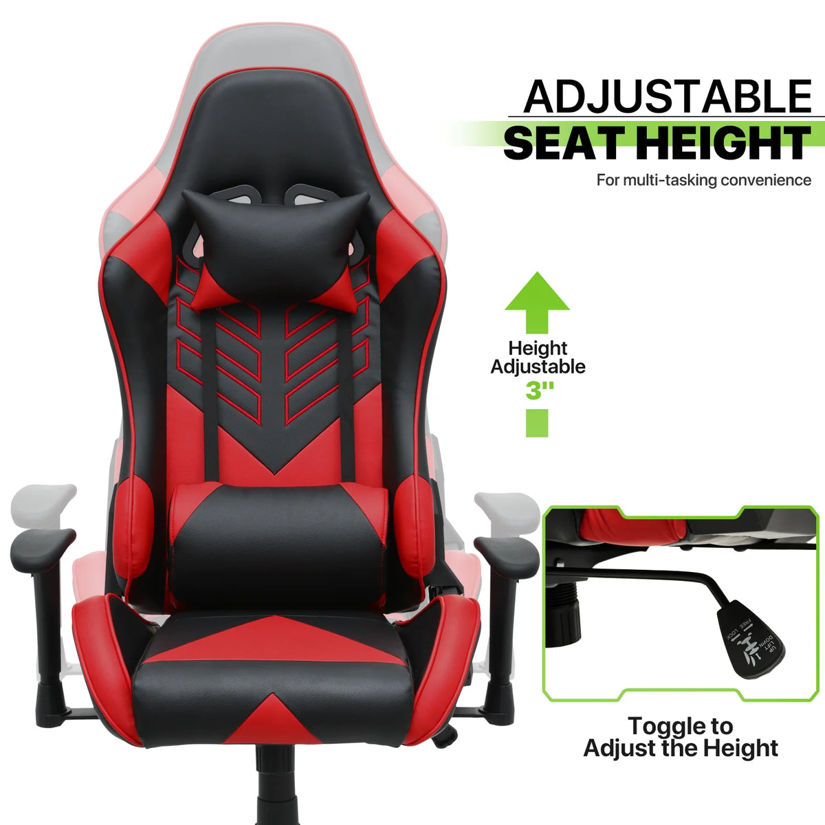 Magshion Ergonomic Gaming Chair, Comfortable Gaming Chair, Computer Chair Leather Desk Chair Adjustable Swivel Gaming Office Chair, Blue