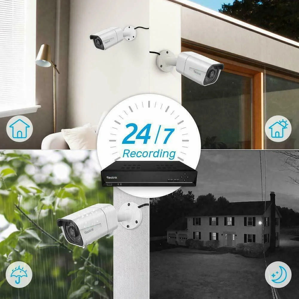 Reolink 4K 8CH Outdoor PoE Camera System,4Pcs 8MP Video Security Camera Smart Person/Vehicle Motion Detection,24/7 Recording