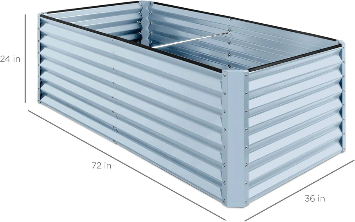 Gloaa 6x3x2ft Outdoor Metal Raised Garden Bed, Deep Root Box Planter for Vegetables, Flowers, Herbs, and Succulents w/ 269 Gallon Capacity Sage Green