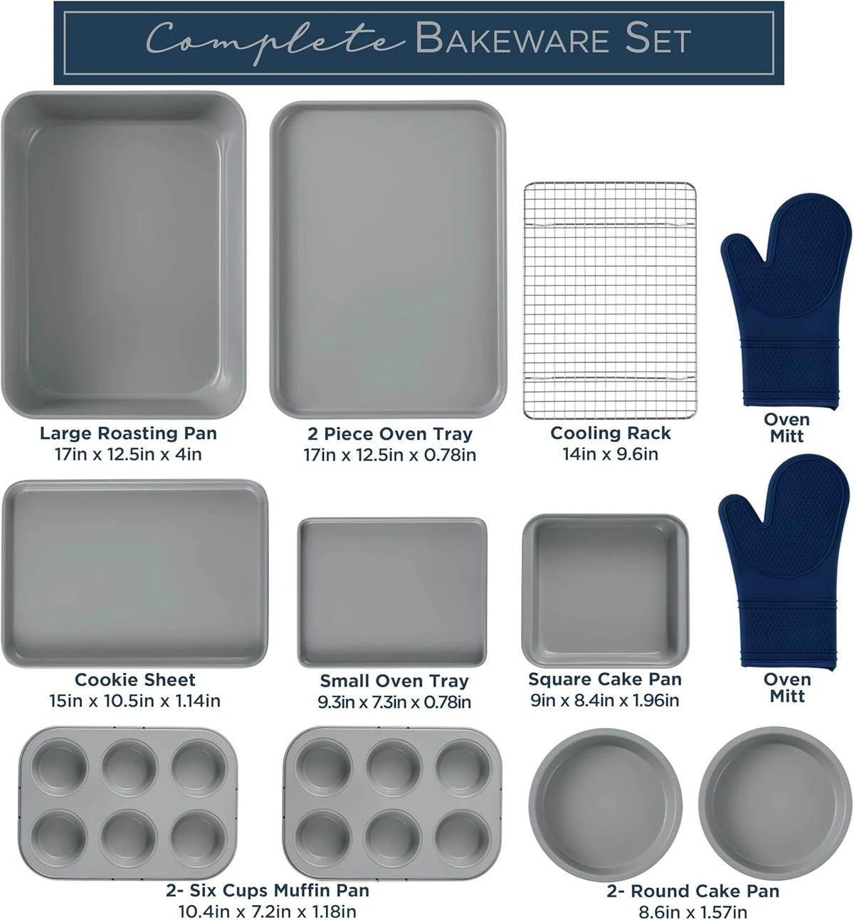 Country Kitchen 13-Piece Nonstick Cookware and Bakeware Set - Pots and Pans Collection with Stackable Design, Cream