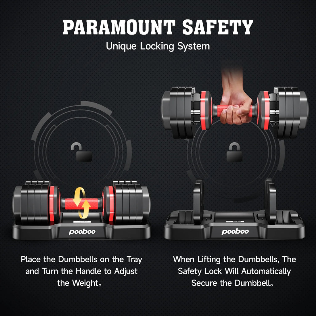 (1 Pair) LNOW 50lbs Quick Select Adjustable Dumbbells for Home Gym 5 in 1 Free Weights 5/10/15/20/25lb/50lb Dumbbell with Anti-Slip Handle, Suitable for Home Gym Exercise Equipment
