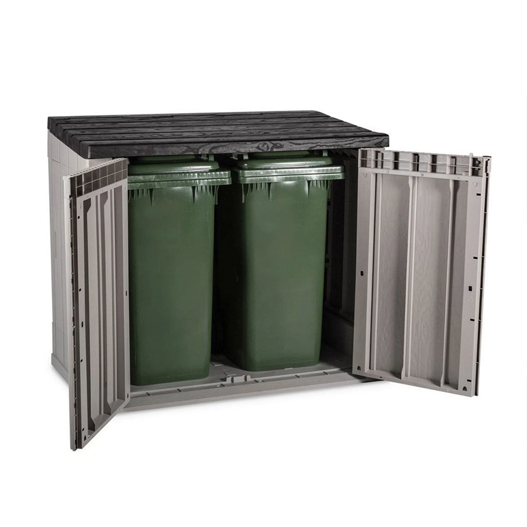 Open Box Toomax Stora Way Outdoor Storage Shed Cabinet, Taupe Grey/Anthracite