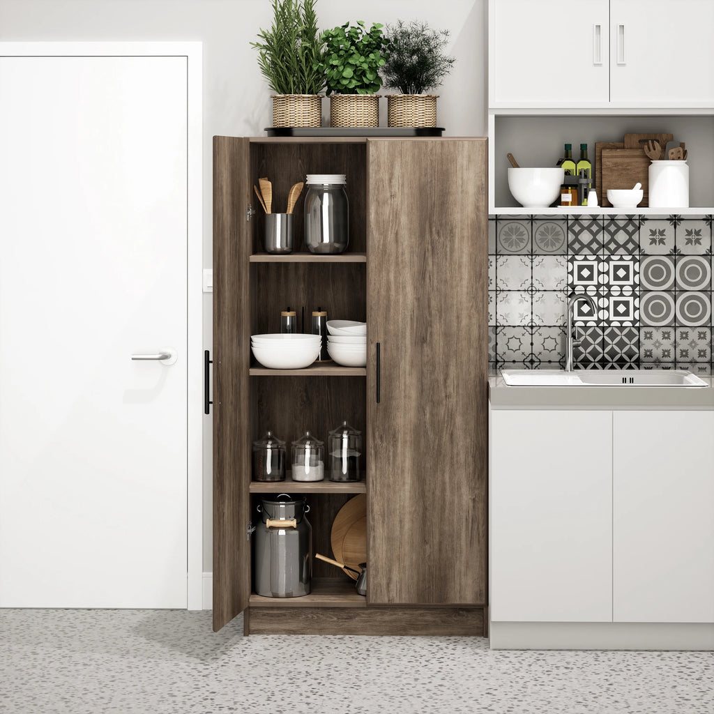 Prepac Adjustable Shelves Cabinet - Functional Tall Garage Table, 16"D x 32"W x 65"H Freestanding Garage Cabinet with 2-Doors, Light Gray - GES-3264