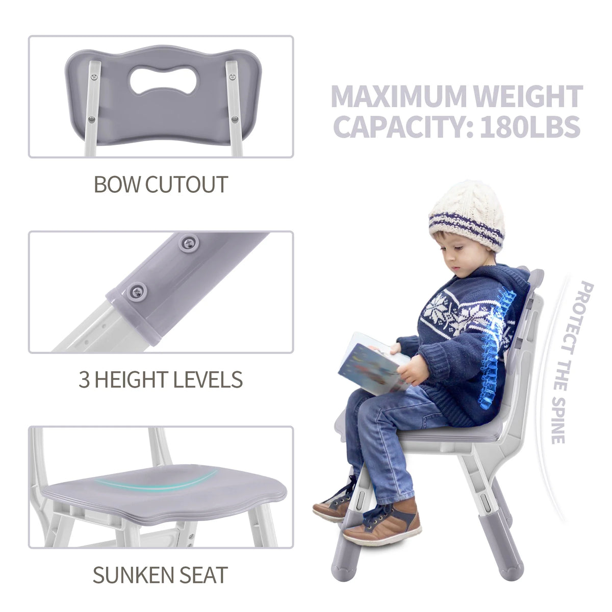 Toddler Table and Chairs Set for 4, 47.2''L x 23.6''W Kids Study Table and Chair Set, Height-Adjustable, Graffiti Desktop, Children Activity Table for Daycare, Classroom, Home