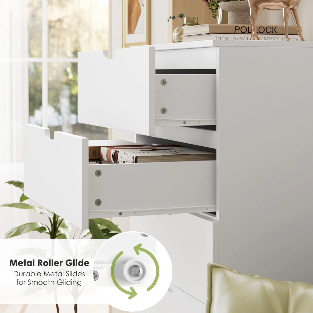 Homfa 6 Drawers Dresser, 47"H White Dresser, Modern Chest with Drawer for Bedroom