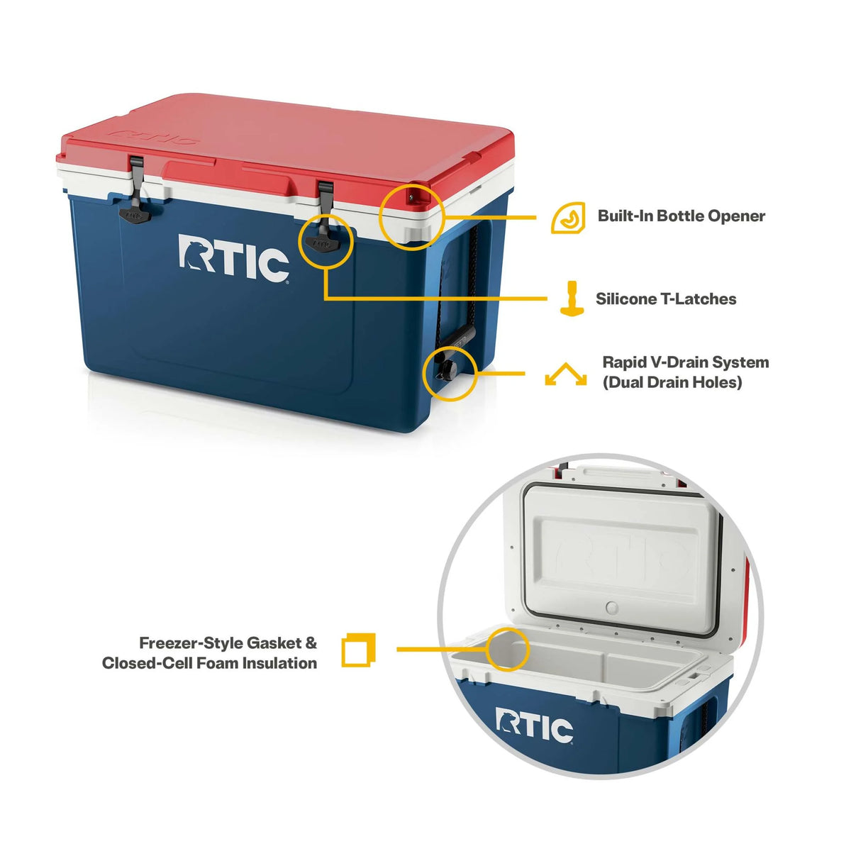 RTIC 52 QT Ultra-Light Hard-Sided Ice Chest Cooler, Fits 76 Cans, Trailblazer