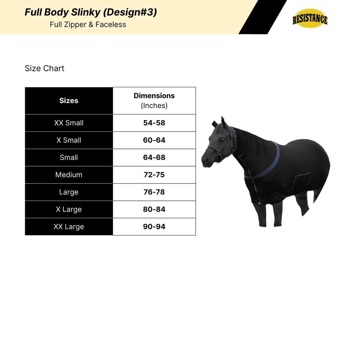 Premium Horse Full Body Slinky - Full Zipper & Faceless - Lycra Material - Available in 11 Colors