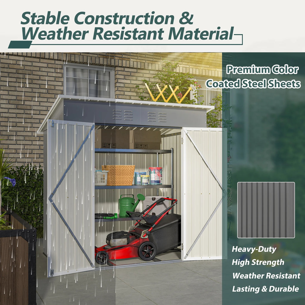 6 x 4 ft Outdoor Storage Shed with Floor Frame, Storage Sheds for Outside with Lockable Door, All Weather Garden Tool Shed with Air Vent for House Backyard Patio Lawn, Black