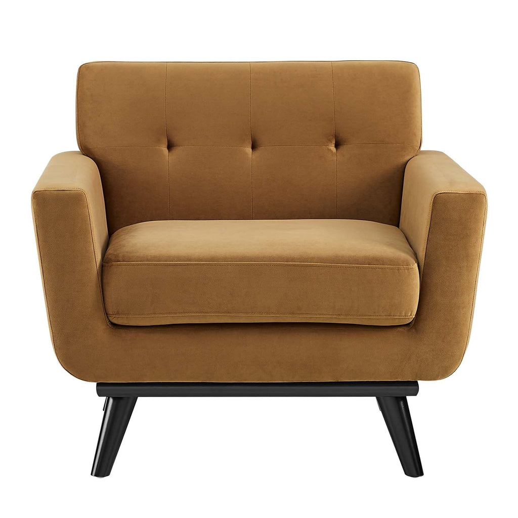 Modway Engage Performance Velvet Armchair in Cognac