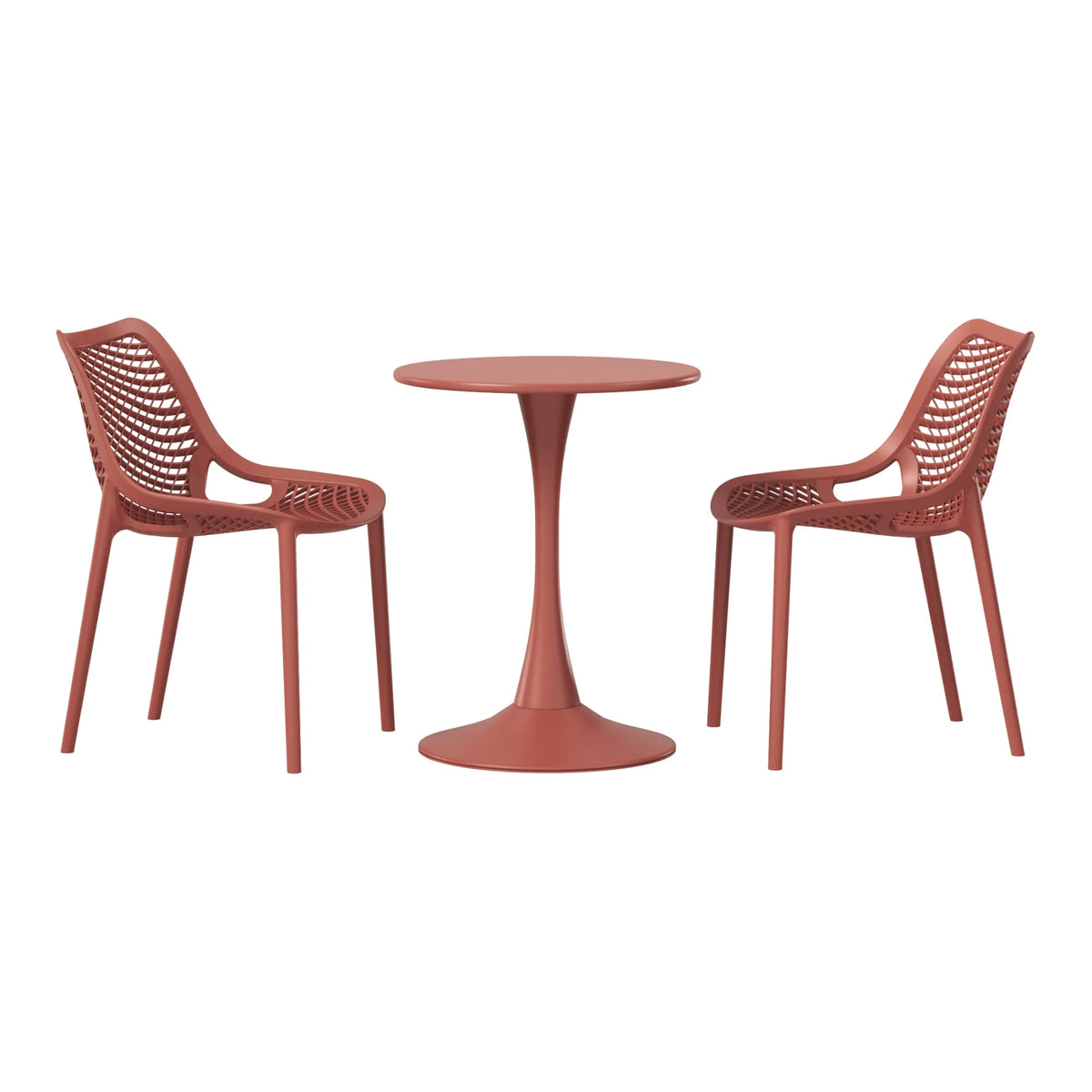 WestinTrends Playa 3-Piece Outdoor Round Metal Dining Table Set And Stackable Resin Patio Dining Side Chairs, Olive Green
