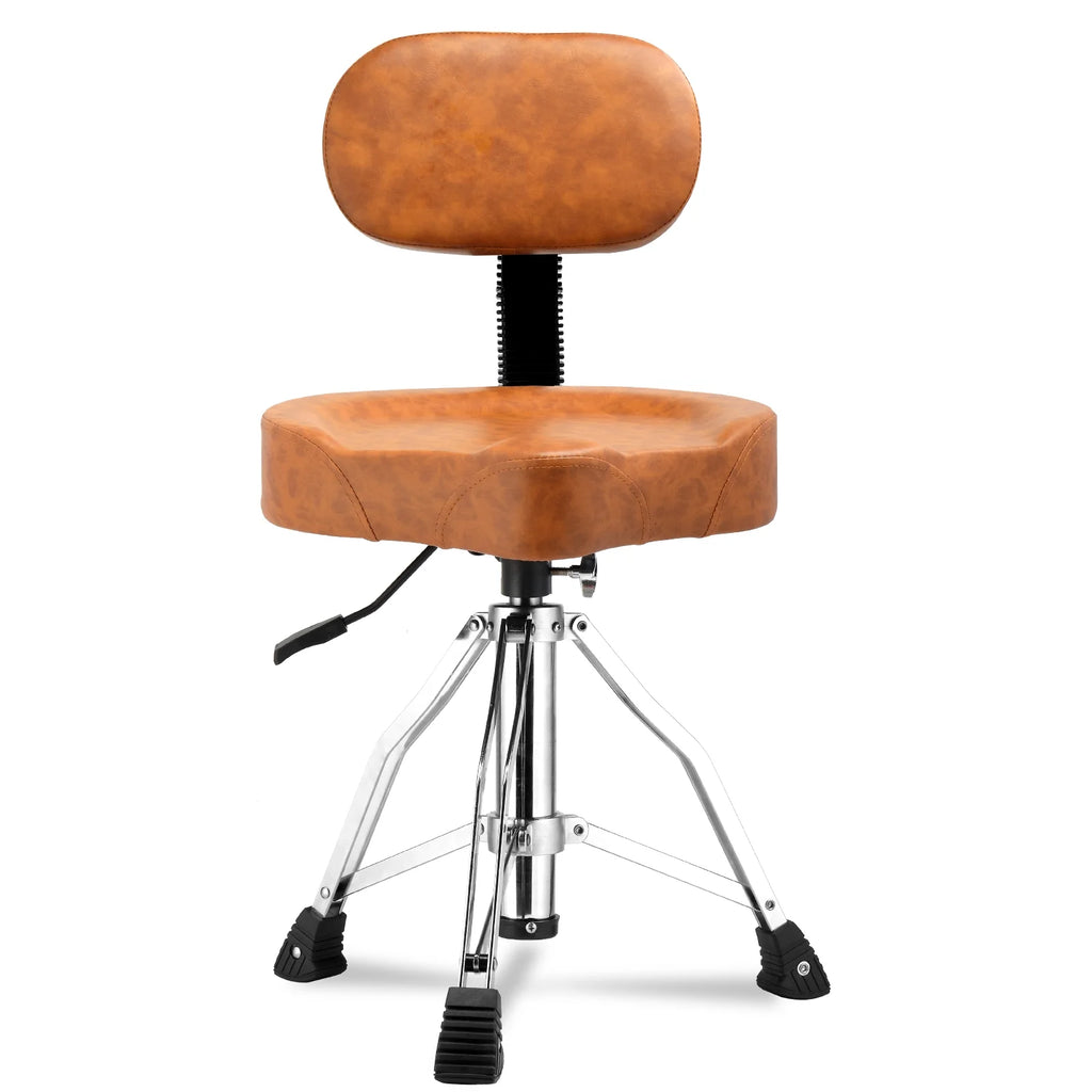 Ktaxon Adjustable Drum Throne with Backrest, 360 Rotating Hydraulic Seat, Thick Cushion for Home, Classroom, and Concert Use, Black