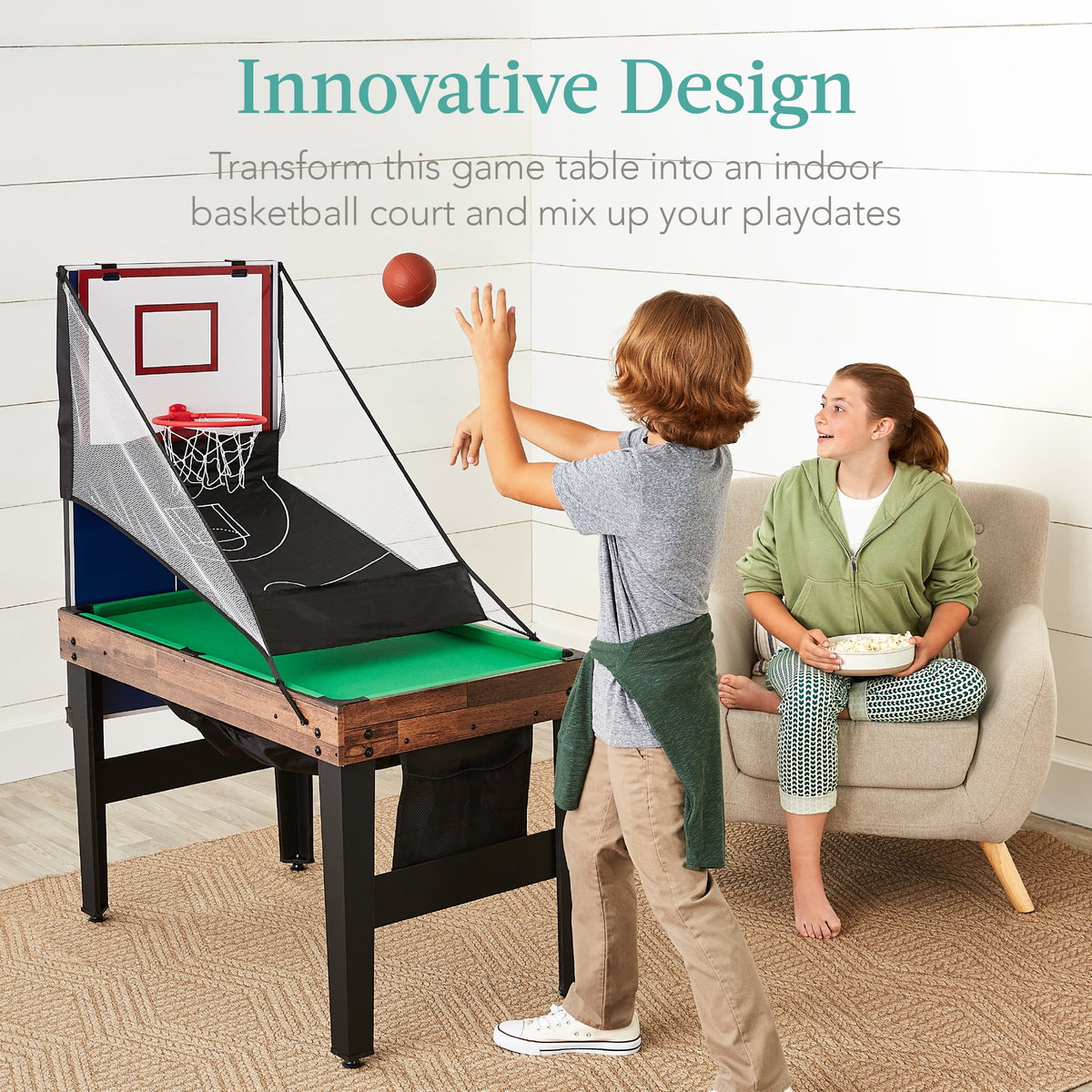 Best Choice Products 13-in-1 Combo Game Table Set w/ Ping Pong, Foosball, Basketball, Hockey, Archery - Natural