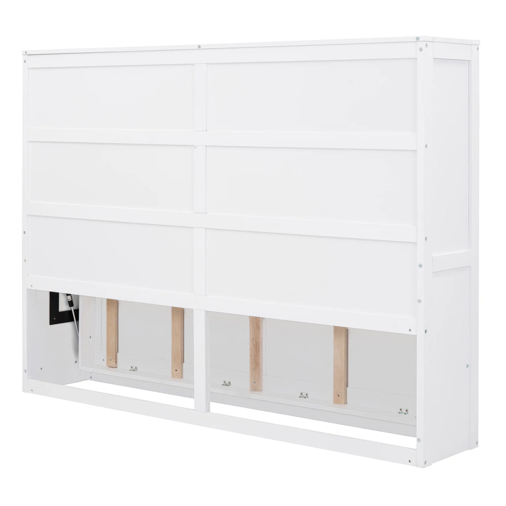 Harper & Bright Designs Full Size Murphy Bed Space-Saving Foldable Wooden Wall Bed with a Shelf for Guest Room Home Office, Gray