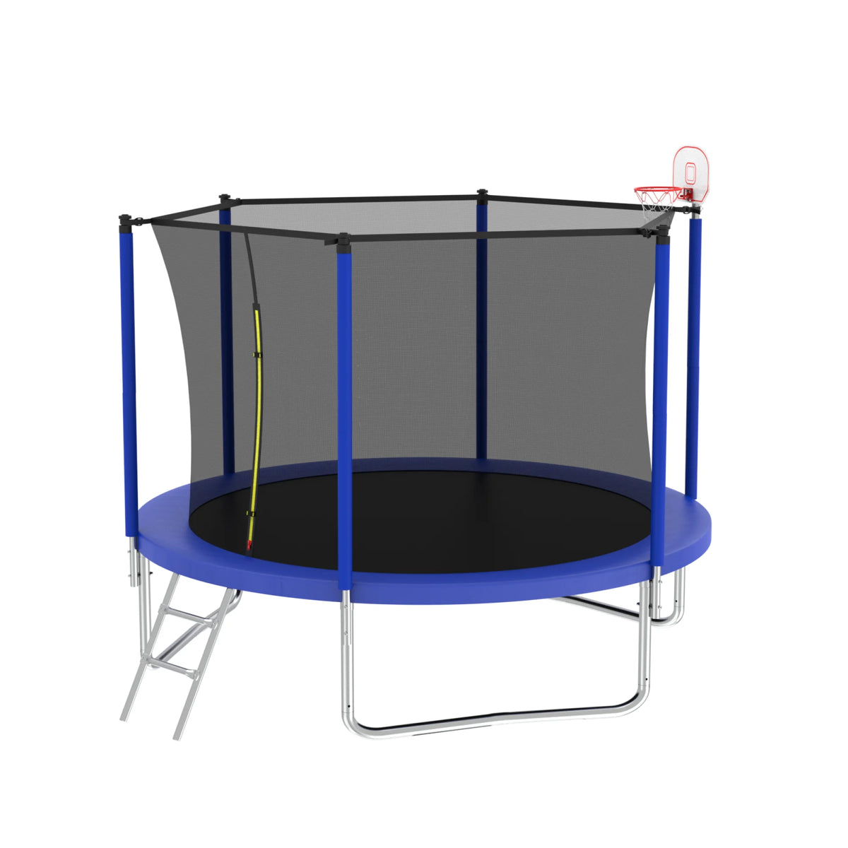 8FT Trampoline for Kids,Outdoor Trampoline with Basketball Hoop,Heavy-Duty Trampoline with Safety Enclosure Net,Blue