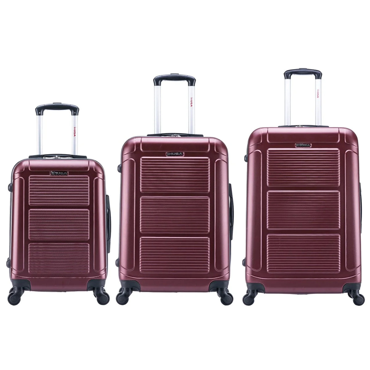 InUSA Pilot 3-Piece Hardside Luggage Sets with Spinner Wheels, Handle, Trolley, (20"/24"/28"), Blue