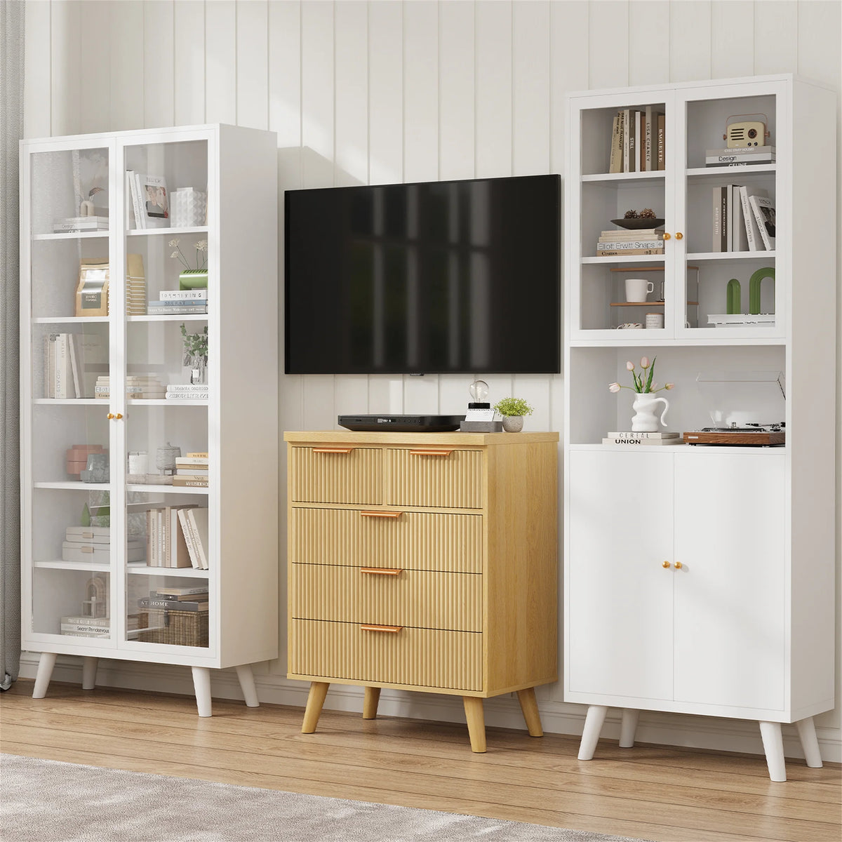 Planntonneo Boho Fluted 6 Drawer Dresser, Wooden Chests for Bedroom