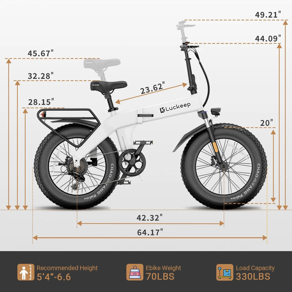 Luckeep X1 Lite Foldable Electric Bike for Adults 1500W Peak Motor,720WH Removable Battery,28MPH 60 Miles Long Range,20"*4" Fat Tire All-Terrain E-bike with Front Suspension,Mountain Electric Bicycle