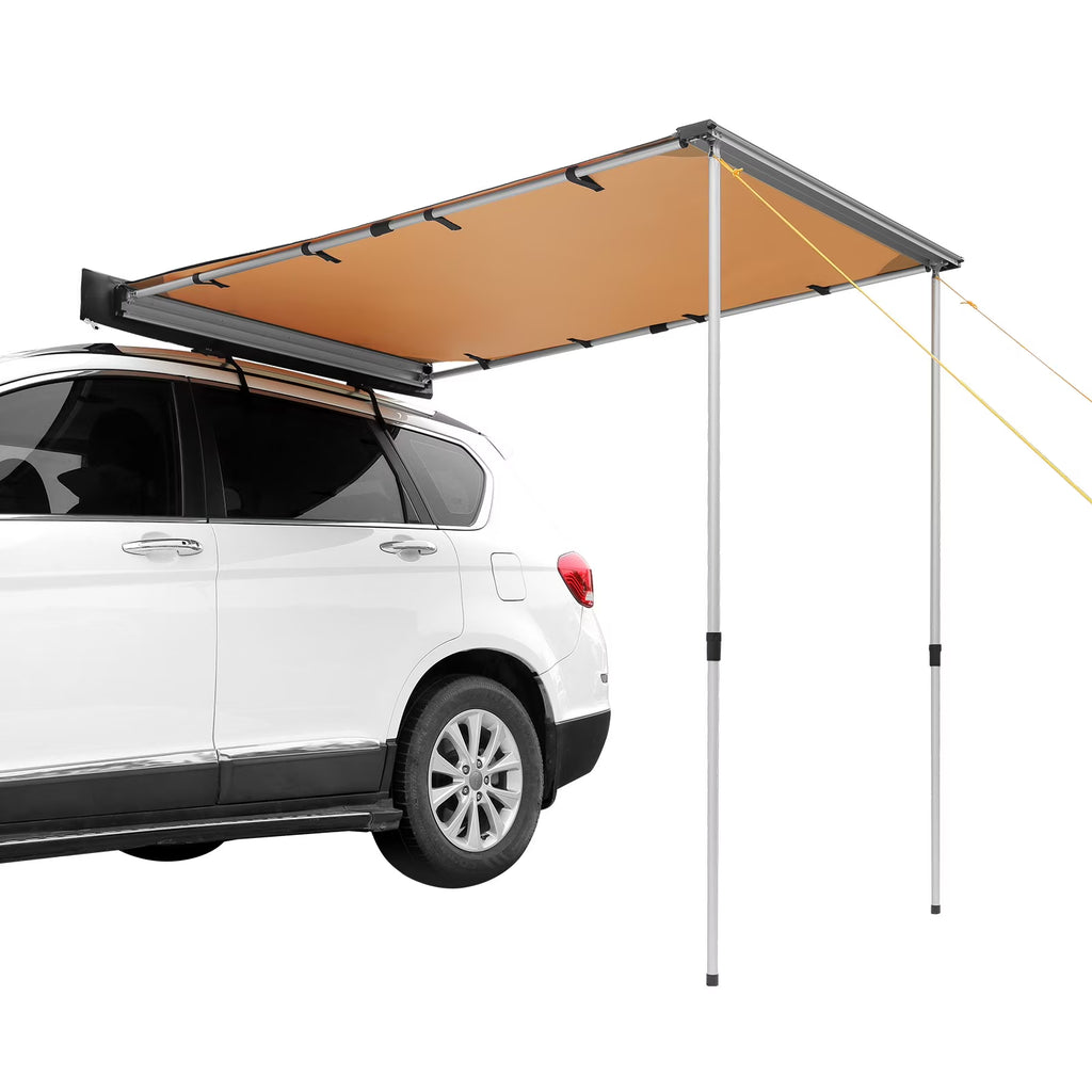 JWRWEF 6.5x8.2ft Car Side Awning, Waterproof SUV Truck Rooftop Tent Sunshade, 280G PU3000mm Fabric Outdoor Shelter, UV & Wind Resistant Camping Canopy with Carry Bag
