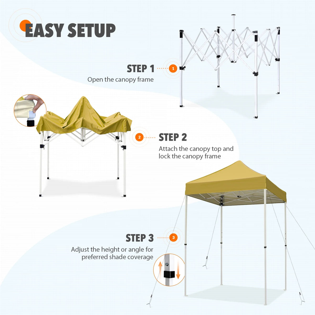 EAGLE PEAK 5x5 Pop Up Canopy Tent Instant Outdoor Canopy Easy Set-up Straight Leg Folding Shelter（Blue）