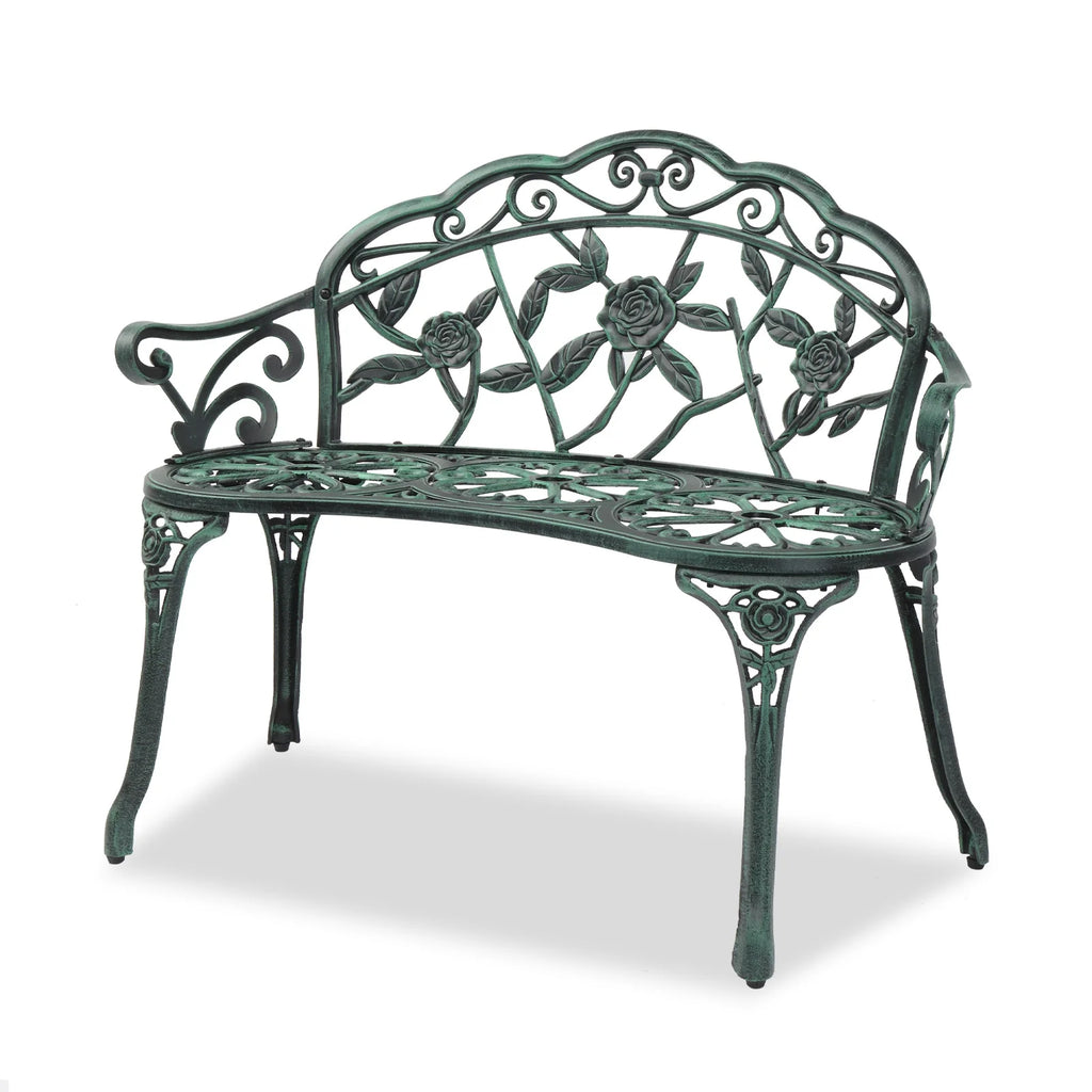 Ktaxon Outdoor Patio Park Garden Bench Courtyard Leisure Rose Cast Aluminum, Outdoor Loveset, Bronze