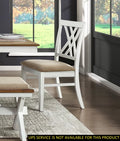 2 PCS Dining Side Chairs Furniture, Fabric Upholstered Seat Dining Chairs with X-Back Design, Wooden Cross Back Chairs for Dining Room, Bedroom and Kitchen, White and Oak Finish