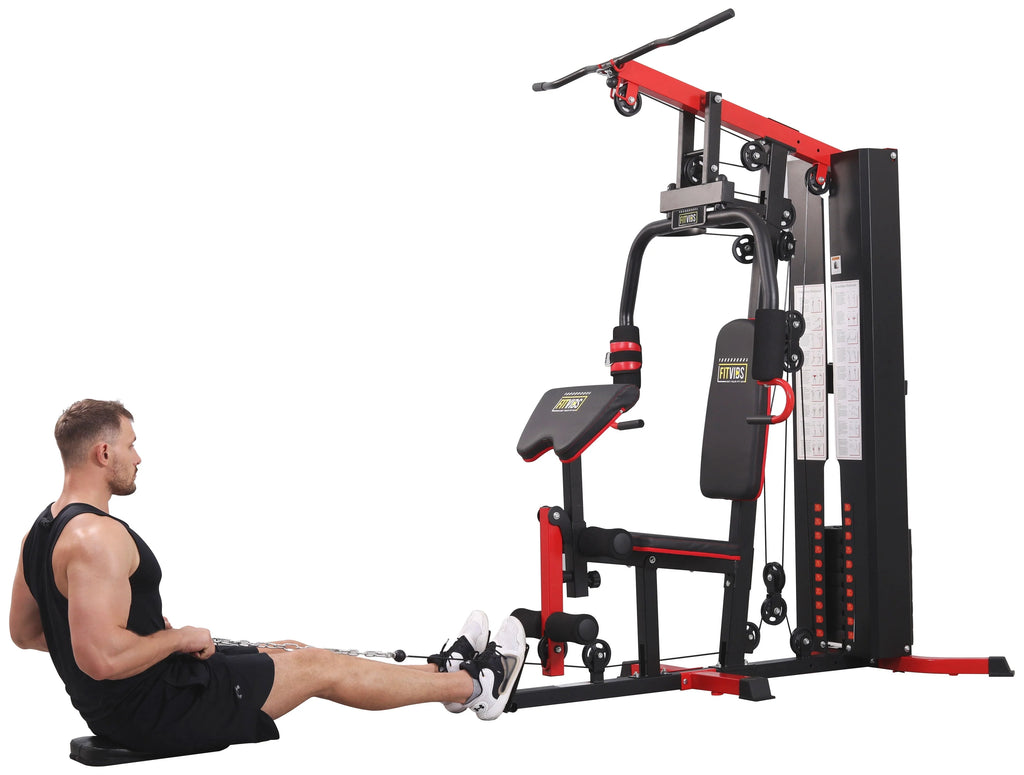 Fitvids LX750 Home Gym System Workout Station with 330 Lbs of Resistance, 122.5 Lbs Weight Stack, One Station, Comes with Installation Instruction Video, Ships in 5 Boxes