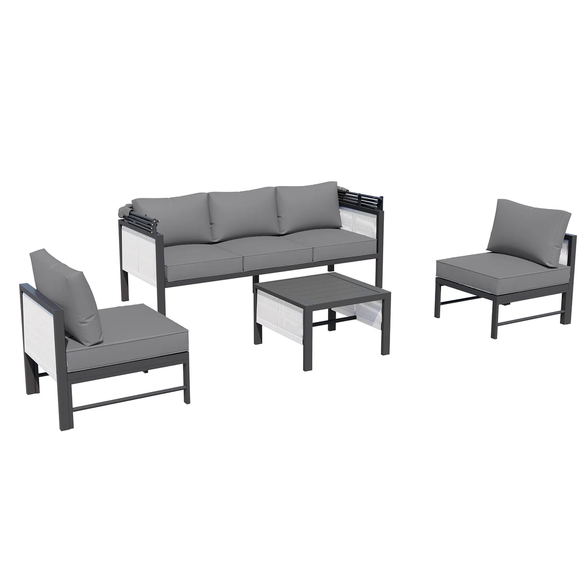 AECOJOY Aluminum Outdoor Furniture Set, 7 Pieces Metal Patio Furniture on sale Outdoor Couch Patio Conversation Set - Light Grey