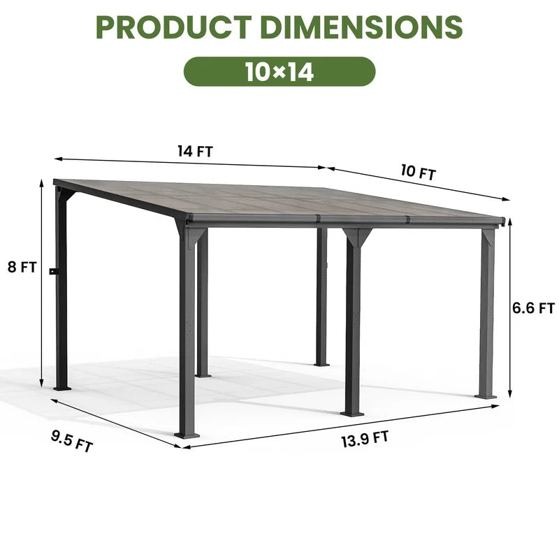 10 ft.10 ft. Hardtop Outdoor Gazebo Pergola Aluminum Framed with Sloping Pitched Roof for Garden, Patio